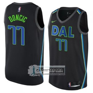 Camiseta Mavericks Luka Doncic Ciudad 2017-18 Negro