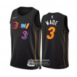 Camiseta Miami Heat Dwyane Wade NO 3 Ciudad 2021-22 Negro