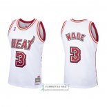 Camiseta Miami Heat Dwyane Wade NO 3 Hardwood Classics Blanco