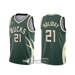 Camiseta Milwaukee Bucks Jrue Holiday Earned 2020-21 Verde