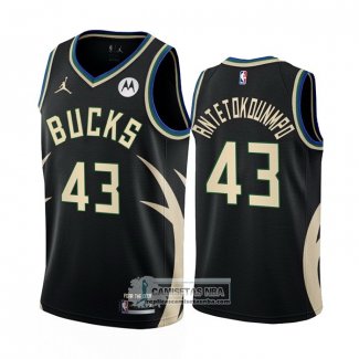 Camiseta Milwaukee Bucks Thanasis Antetokounmpo NO 43 Statement 2022-23 Negro