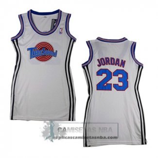 Camiseta Mujer Faldas Atractivas Jordan Space Jam Blanco