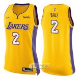 Camiseta Mujer Lakers Lonzo Ball Icon 2017-18 Amarillo