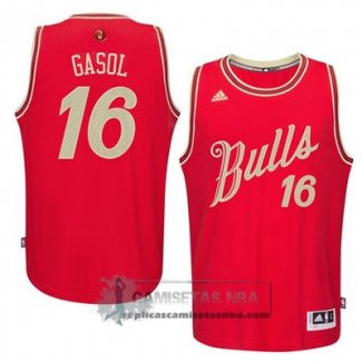 Camiseta Navidad Bulls Gasol 2015 Rojo