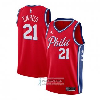 Camiseta Philadelphia 76ers Joel Embiid NO 21 Statement 2020-21 Rojo