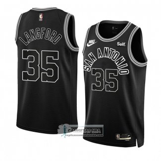 Camiseta San Antonio Spurs Romeo Langford NO 35 Classic 2022-23 Negro