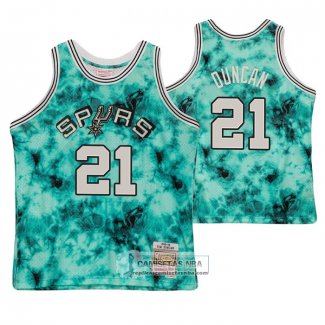 Camiseta San Antonio Spurs Tim Duncan NO 21 Galaxy Verde