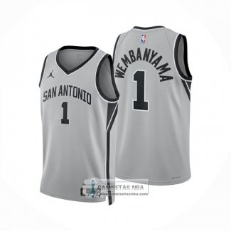 Camiseta San Antonio Spurs Victor Wembanyama NO 1 Statement 2025-26 Gris