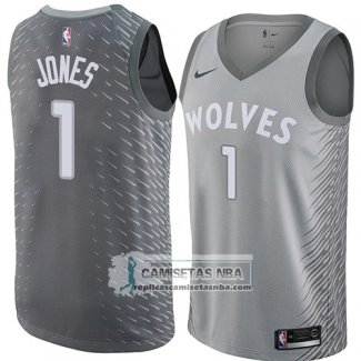 Camiseta Timberwolves Tyus Jones Ciudad 2018 Gris