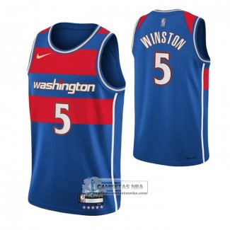 Camiseta Washington Wizards Cassius Winston NO 5 Ciudad 2021-22 Azul