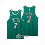 Camiseta Boston Celtics Jaylen Brown NO 7 75th Bandera Edition Verde