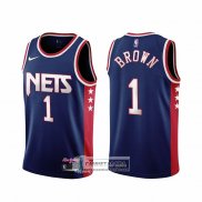 Camiseta Brooklyn Nets Bruce Brown NO 1 Ciudad 2021-22 Azul