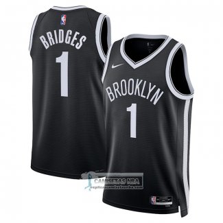 Camiseta Brooklyn Nets Mikal Bridges NO 1 Icon 2022-23 Negro