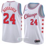 Camiseta Chicago Bulls Lauri Markkanen Ciudad 2018 Blanco