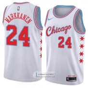 Camiseta Chicago Bulls Lauri Markkanen Ciudad 2018 Blanco