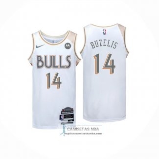 Camiseta Chicago Bulls Matas Buzelis NO 14 Ciudad 2024-25 Blanco
