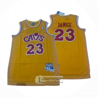 Camiseta Cleveland Cavaliers LeBron James NO 23 Hardwood Classics Amarillo