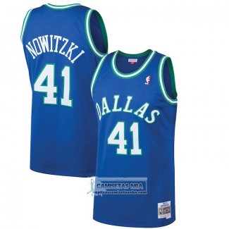 Camiseta Dallas Mavericks Dirk Nowitzki NO 41 Mitchell & Ness 1998-99 Azul