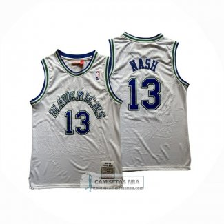 Camiseta Dallas Mavericks Steve Nash NO 13 Mitchell & Ness 1998-99 Blanco