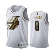 Camiseta Golden Edition Portland Trail Blazers Damian Lillard Blanco