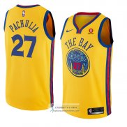 Camiseta Golden State Warriors Zaza Pachulia Ciudad 2018 Amarill