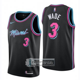 Camiseta Heat Dwyane Wade Ciudad 2018-19 Negro