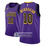 Camiseta Lakers Sviatoslav Mykhailiuk Ciudad 2018 Violeta