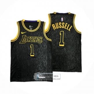 Camiseta Los Angeles Lakers D'Angelo Russell NO 1 Mamba 2021-22 Negro