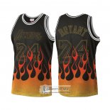 Camiseta Los Angeles Lakers Kobe Bryant NO 24 Flames Negro
