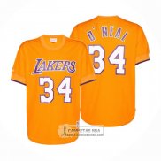 Camiseta Manga Corta Los Angeles Lakers Shaquille O'Neal NO 34 Amarillo