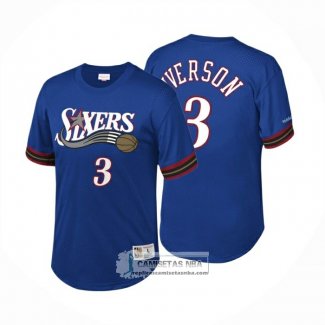 Camiseta Manga Corta Philadelphia 76ers Allen Iverson NO 3 Azul