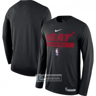 Camiseta Manga Larga Miami Heat Practice Performance 2022-23 Negro