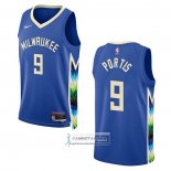 Camiseta Milwaukee Bucks Bobby Portis NO 9 Ciudad 2022-23 Azul