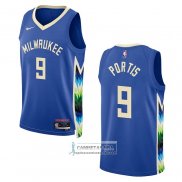 Camiseta Milwaukee Bucks Bobby Portis NO 9 Ciudad 2022-23 Azul