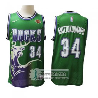 Camiseta Milwaukee Bucks Giannis Antetokounmpo 2019-20 Verde.