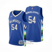 Camiseta Milwaukee Bucks Sandro Mamukelashvili NO 54 Ciudad 2022-23 Azul