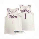 Camiseta Minnesota Timberwolves Anthony Edwards NO 1 Earned Blanco