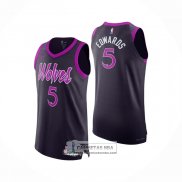 Camiseta Minnesota Timberwolves Anthony Edwards NO 5 Ciudad Authentic 2025-26 Negro