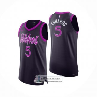Camiseta Minnesota Timberwolves Anthony Edwards NO 5 Ciudad Authentic 2025-26 Negro