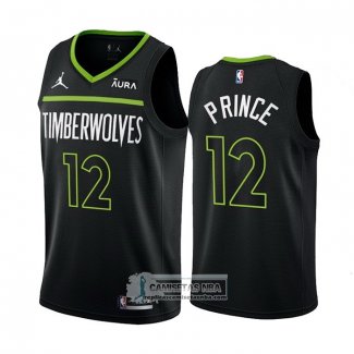 Camiseta Minnesota Timberwolves Taurean Prince NO 12 Statement 2022-23 Negro