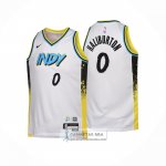 Camiseta Nino Indiana Pacers Tyrese Haliburton NO 0 Ciudad 2024-25 Blanco