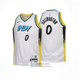 Camiseta Nino Indiana Pacers Tyrese Haliburton NO 0 Ciudad 2024-25 Blanco