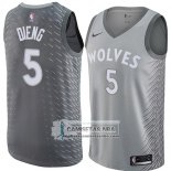 Camiseta Timberwolves Gorgui Dieng Ciudad 2018 Gris