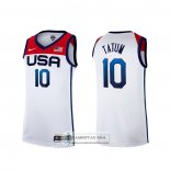 Camiseta USA 2021 Jayson Tatum NO 10 Blanco