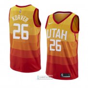 Camiseta Utah Jazz Kyle Korver Ciudad 2018 Amarillo