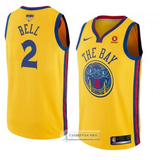 Camiseta Warriors Jordan Bell Ciudad 2017-18 Oro