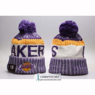 Gorro Beanie Los Angeles Lakers New Era Violeta Blanco