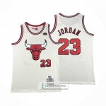Camiseta Chicago Bulls Michael Jordan NO 23 Mitchell & Ness Chainstitch Crema