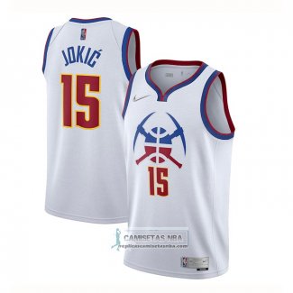 Camiseta Denver Nuggets Nikola Jokic Earned 2020-21 Blanco