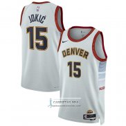 Camiseta Denver Nuggets Nikola Jokic NO 15 Ciudad 2022-23 Blanco